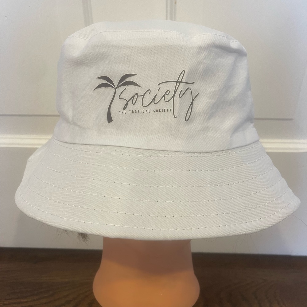 O/S tropical society white bucket hate